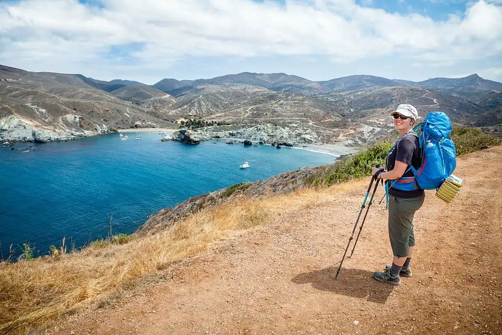 Backpacker On Catalina Island, California